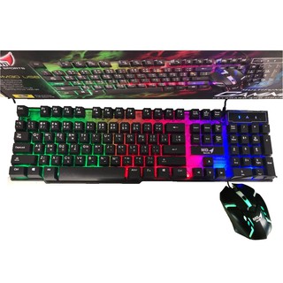 MD TECH K3+M30 Nubwo NKM-623 Signo KB-712+Gm112 Razeak Rkm-101 มีไฟ คีย์บอร์ด เมาส์ มีไฟ USB Keyboard &amp; Mouse Combo Set