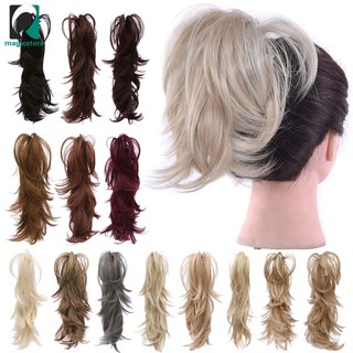 MS♂ Women Claw Clip Wig In Tousled Synthetic Hairpiece Bun Elastic Wavy Hair