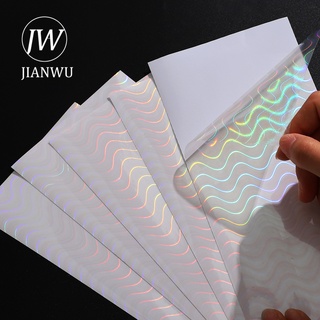 Jianwu สติกเกอร์ฟิล์มเลเซอร์ ลาย Goo Card DIY สําหรับตกแต่งสมุดภาพ โทรศัพท์มือถือ เครื่องเขียน 5 แผ่น