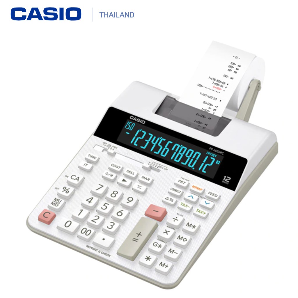 Casio เครื่องคิดเลข ตั้งโต๊ะ แบบปริ้นท์ รุ่น FR-2650RC-WE - Whiteเครื่องคิดเลขพิมพ์กระดาษ Casio 12 ห