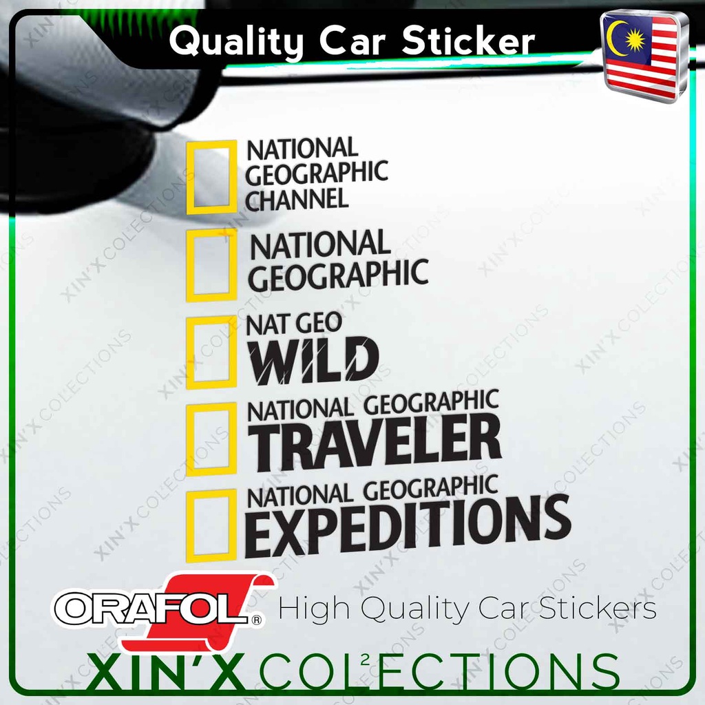 สติ๊กเกอร์ติดรถยนต์ Pelekat Kereta National Geographic Expeditions NAT GEO TRAVELLER ADVENTURE สติกเกอร์รถ