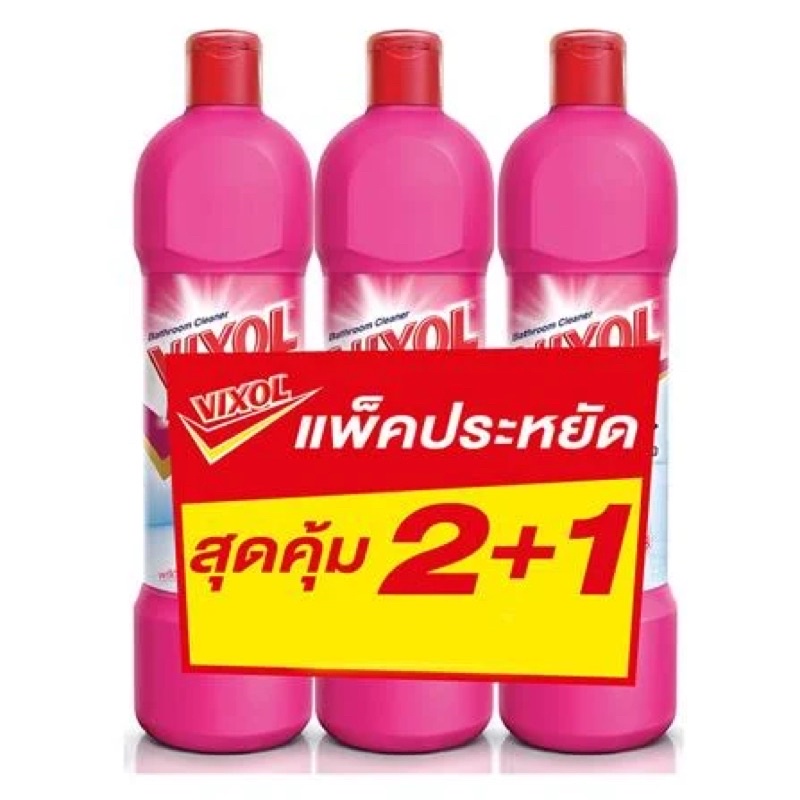 น้ำยาทำความสะอาดห้องน้ำ VIXOL 900ml แพ็ค3 ชมพู . LIQUID CLEANING BATHROOM VIXOL 900ml 3 PCS PINK