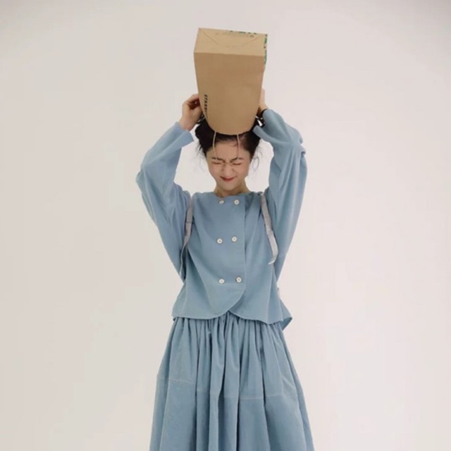 NU008 New 4 Way เสื้อแขนยาว คอวงรี แต่งกระดุมเก๋ๆ 6 เม็ด ดีไซน์เก๋ ใส่ทำงาน ใส่เที่ยวได้ ไม่ซ้ำใคร เ