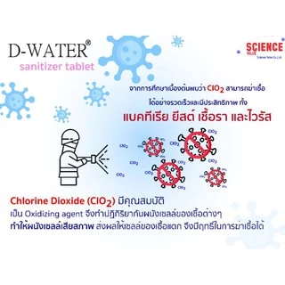 ซื้อ10แถม2‼️ [D-WATER💧]คลอรีนไดออกไซด์แบบเม็ดฟู่ 🚫🦠ฆ่าเชื้อโคโรน่า, แบคทีเรีย, รา, และไวรัสอื่นๆ