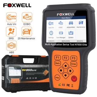 รองรับภาษาไทย Foxwell NT650 Elite OBD2 เครื่องสแกนเนอร์ตรวจสอบรหัสเครื่องยนต์ TPMS BMS EPB Oil ABS SAS DPF Throttle Adjustment Reset Diagnostic Tool OBD 2 ODB2 Auto Scan