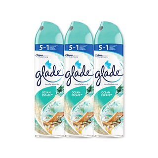 Glade Air Freshener Spray Ocean Scape 320ml.×Pack3 เกลด สเปรย์ปรับอากาศกลิ่นโอเชี่ยนสเคป 320มล.×แพ็ค3