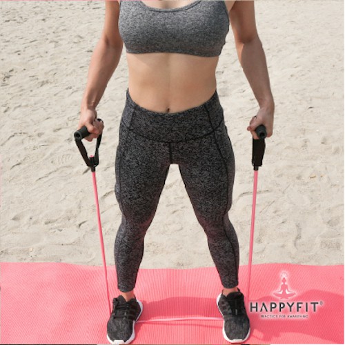 HAPPYFIT - Resistance Toning Tube with Handle / Fitness Stretching Rope