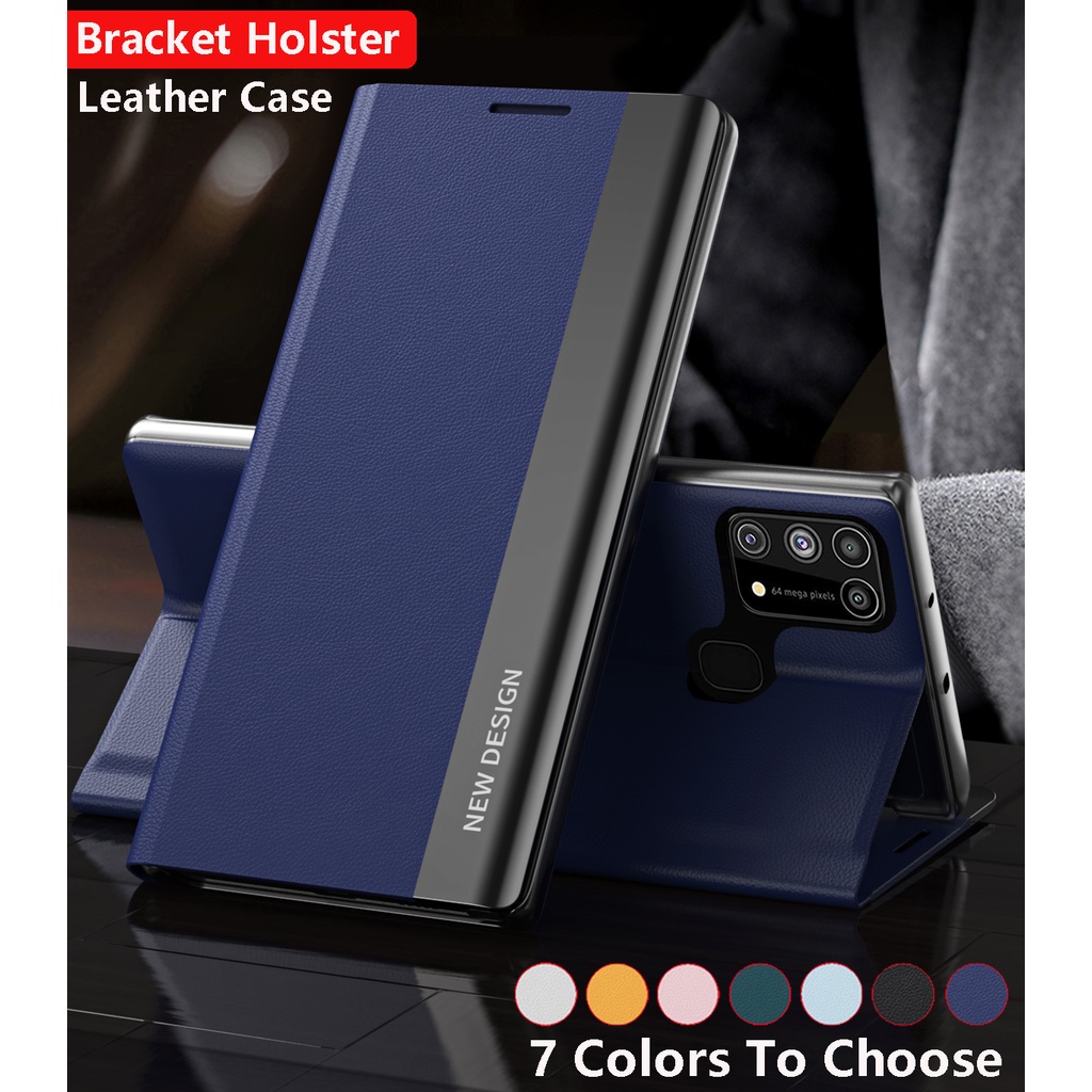 สําหรับ Samsung Galaxy M23 M33 M53 M31 M21 M30S M52 A16 5G หนังชุบพลิกเคสโทรศัพท์วงเล็บกันกระแทกปลอกป้องกันขาตั้งปกหลัง