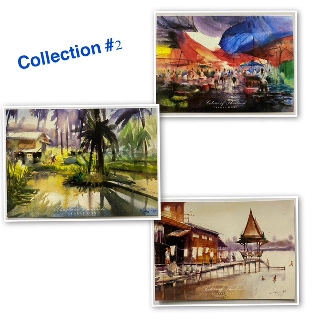 Postcard โปสเตอร์ภาพวาดสีน้ำวิถีไทย Thai Culture Postcard by Ekaraj Ohn (collection2)