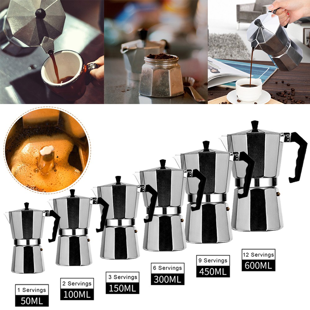 【สปอตกรุงเทพ】หม้อต้มกาแฟอลูมิเนียมมอคค่าเตาอย่างรวดเร็วเครื่องชงกาแฟ Stovetop เครื่องชงกาแฟเอสเปรสโซ Moka Pot