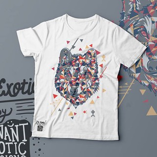 EXOTIC/เสื้อยืดสกรีนลาย-Silver Wolf/เสื้อยืดสีดำและขาวคอกลม/แฟชั่นชายและหญิง/เสื้อวัยรุ่นแขนสั้น/สตรีทแฟชั่น/ลายแนวๆ