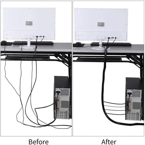 Cable Organizer Management Tube Sleeve Cable Management ยืดหยุ่น Bundled Wire Wrap box สําหรับ TV PC Office และ Home 1Meter