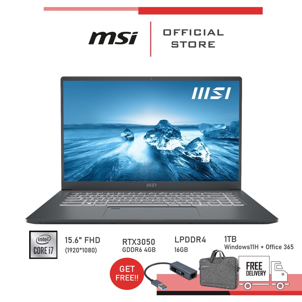 [ใส่โค้ด UQ88MBLB ลดเพิ่ม1000] MSI Notebook (โน้ตบุ๊ค) Prestige 15 A12UC-082TH (15.6FHD / CPU i7 / W
