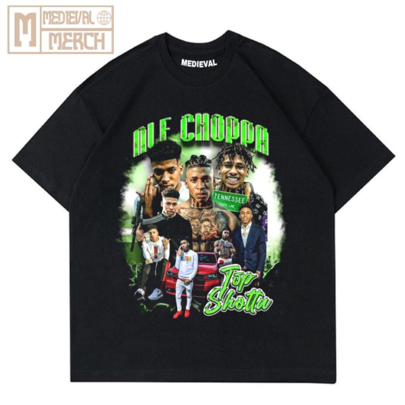 เสื้อยืดครอปเสื้อยืด พิมพ์ลาย RAP TEE NLE Choppa สไตล์วินเทจ โอเวอร์ไซซ์ สีดํา สําหรับผู้ชาย ผู้หญิง