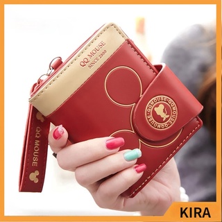 【KIRA】กระเป๋าถือ กระเป๋าสตางค์ กระเป๋าใส่เหรียญ มีซิป และที่ใส่บัตร ลายมิกกี้เมาส์ สําหรับผู้หญิง