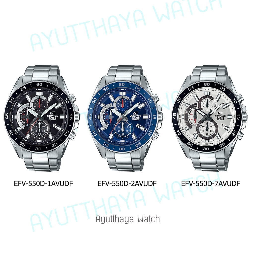 [ของแท้] Casio Edifice นาฬิกาข้อมือ รุ่น EFV-550D-1AV, EFV-550D-2AV, EFV-550D-7AV  ของแท้ รับประกันศูนย์ CMG 1 ปี