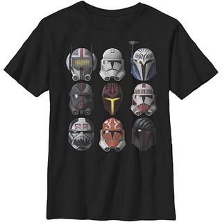 ย้อนยุคเสื้อยืด ลาย STAR Wars Wars Clone Helmets สีพื้น สําหรับเด็กผู้ชายS-5XL