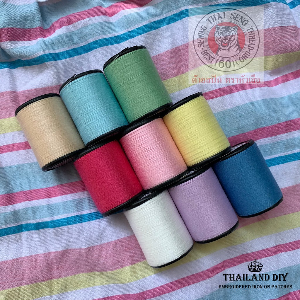 เซ็ต9สี ด้ายเย็บผ้า ด้ายสีพาสเทล สีสวย Cute Pastel ตราหัวเสือ 600หลา wop ด้าย ด้ายหลากสี ด้ายลูกล้อ DIY งานฝีมือ 60 60/2