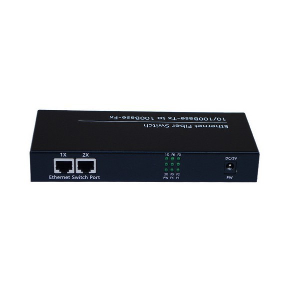 สวิตช์ 2 RJ45 & 6 SC Ethernet 10/100M Converter Single Mode 25km