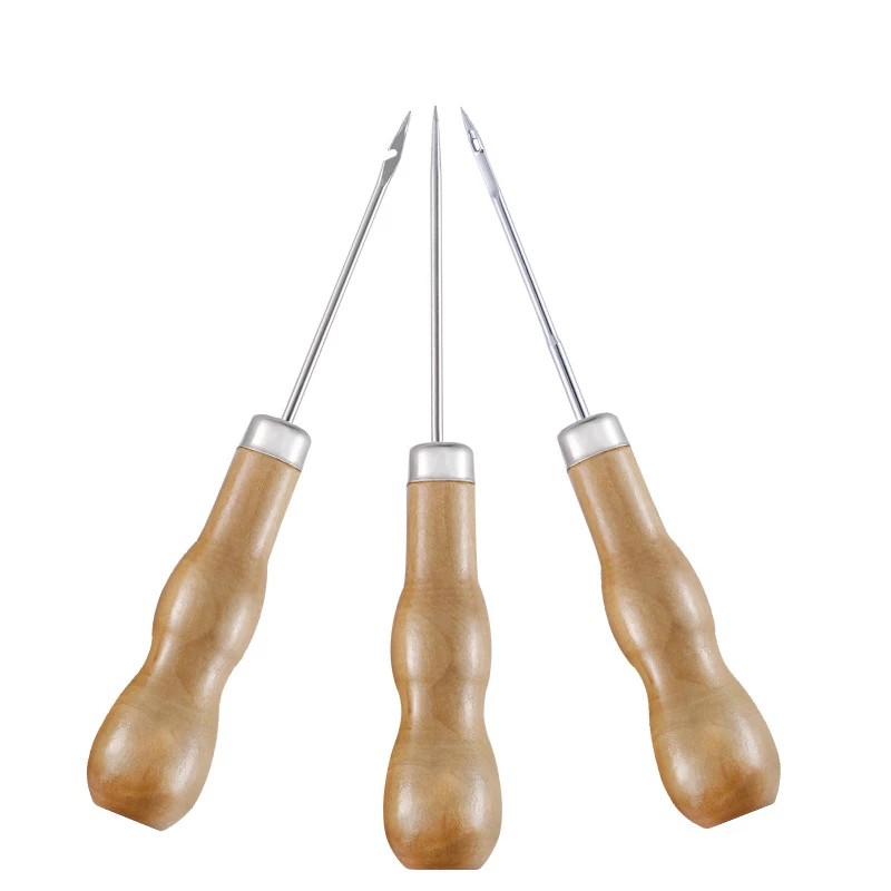 3 ชิ้นไม้เย็บ Awl DIY Carft Stitch เข็มกรวย Die Stencils รองเท้าผ้าใบซ่อม Punch Awl หนังหัตถกรรม Awl เครื่องมือ