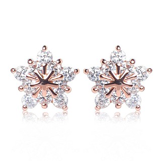 ต่างหูเงินคริสตัล ต่างหูแฟชั่นสตรี 925 Flower Earring Rose Gold WE56