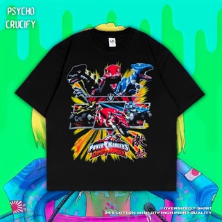 เสื้อยืด ขนาดใหญ่ พิมพ์ลาย Psycho Crucify Power Rangers Dino Thunder สําหรับผู้ชาย | สีดํา | สีเทาเข้ม | เสื้อเชิ้ต Powe