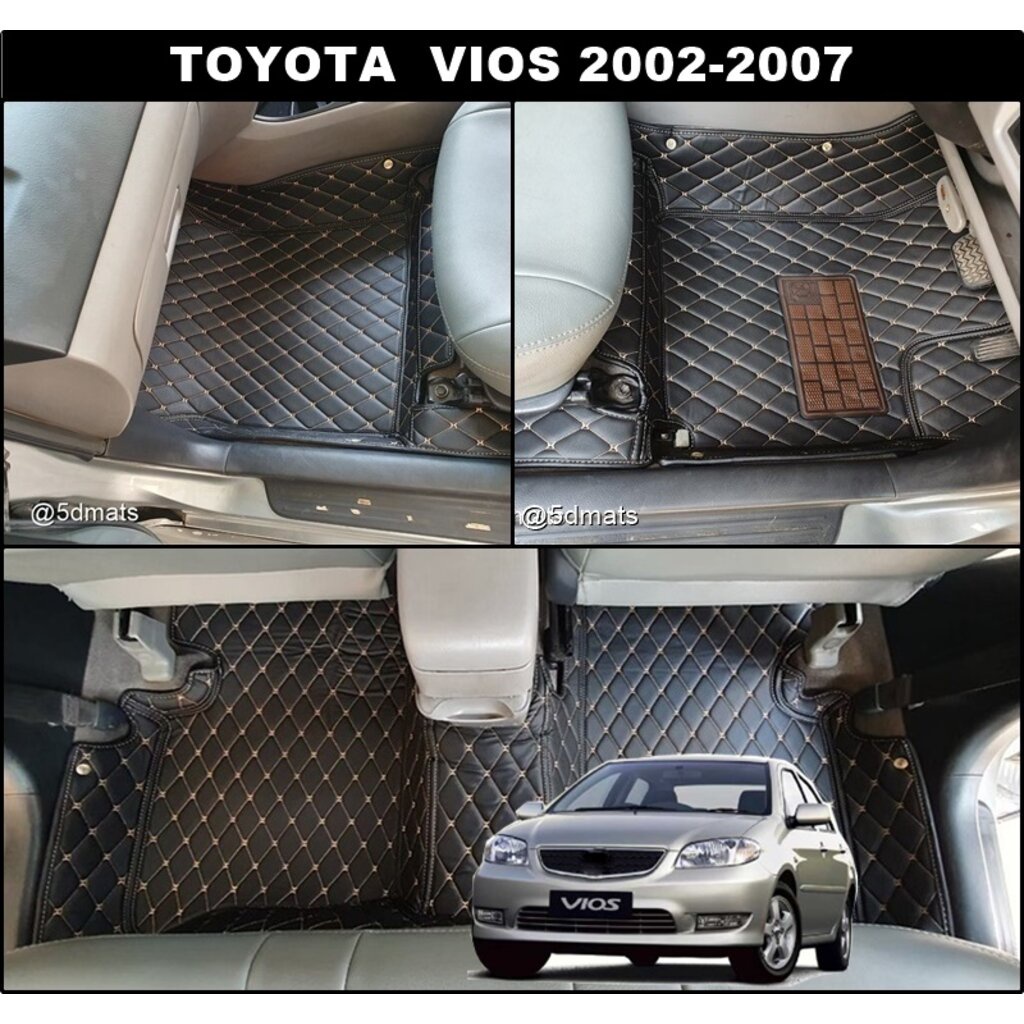 QJ พรมปูพื้นรถยนต์ 6D TOYOTA VIOS 2002-07 พรม6D QJ VIP หนาพิเศษ เต็มคัน