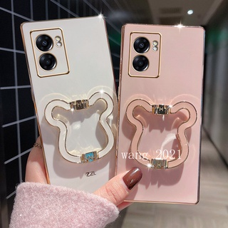 In Stock Soft Case เคส OPPO A77 5G A57 A96 A76 4G 2022 Slim Luxury Phone Cover with High Quality Folding Bear Bracket Casing เคสโทรศัพท์