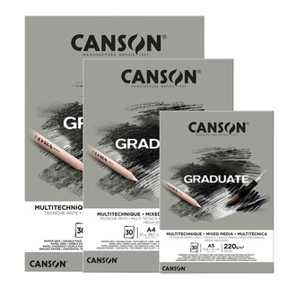 สมุด GRADUATE Mix Media Gray 220g. ผิว Grain and Smooth 30 เเผ่น (เสันกาวด้านสั้น) มีให้เลือก 3 ขนาด