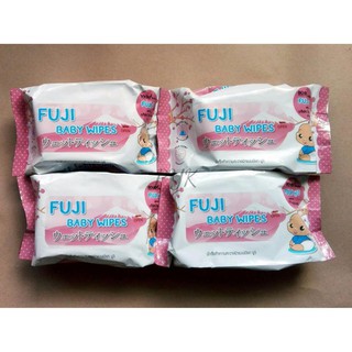 ﻿ผ้าเช็ดทำความสะอาดผิวแบบเปียก Fuji Baby wipes 40 แผ่น (4 ห่อ)