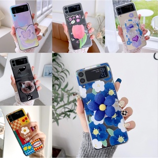 Samsung การ์ตูน ลูกสุนัข ที่วางโทรศัพท์ Galaxy Z Flip 3 5G PC เคสแข็ง ใส กันกระแทก เคสโทรศัพท์ สร้างสรรค์ เคส