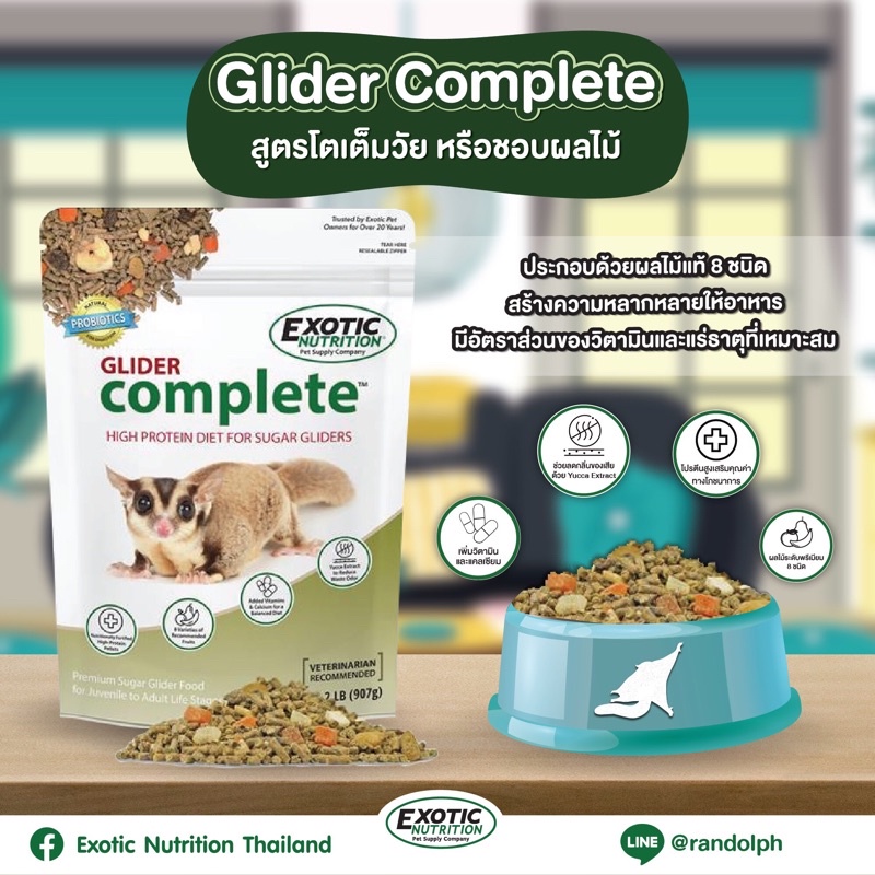 (แบ่งขาย)Glider Complete อาหารโปรตีนสูงสำหรับชูการ์ไกลเดอร์ ขนาด 100 กรัม