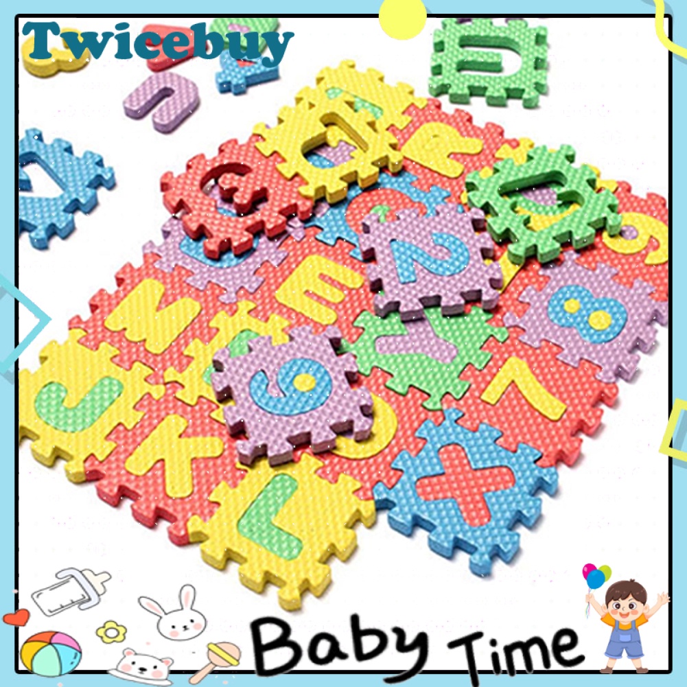 Twicebuy 36 ชิ้น / เซต เด็ก เด็ก แปลกใหม่ ตัวอักษร ตัวเลข EVA ปริศนา โฟม เสื่อการสอน ของเล่น