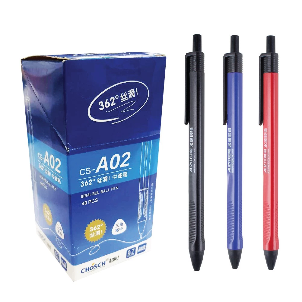ปากกาแบบกด Chosch รุ่น CS-A02 ปากกา Semi Gel Ball Pen ปากกากึ่งเจล 0.7mm น้ำเงิน แดง ดำ (12 ด้าม / 40ด้าม) [S24]