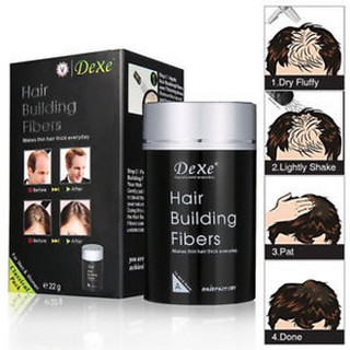 Dexe Hair Building Fiber ผงไฟเบอร์เพิ่มผมหนา ปิดผมบาง ศรีษะล้าน ขนาด 22 กรัม (สีดำ)