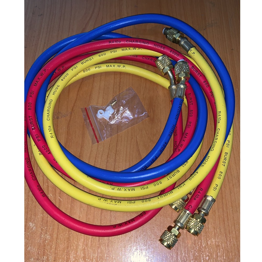 สายเกจวัดน้ํายาแอร์  สายชาร์จ น้ำยาแอร์  ครบชุด 3 เส้น ยาว 1.5 เมตร  สำหรับ R410a R32