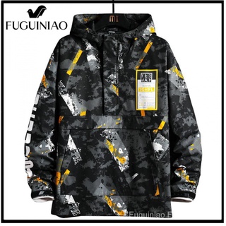 FUGUINIAO เสื้อแจ็คเก็ตมีฮู้ดสำหรับผู้ชาย,เทรนด์ลำลองสุดฮ็อตในอินสตาแกรมและหล่อใหม่