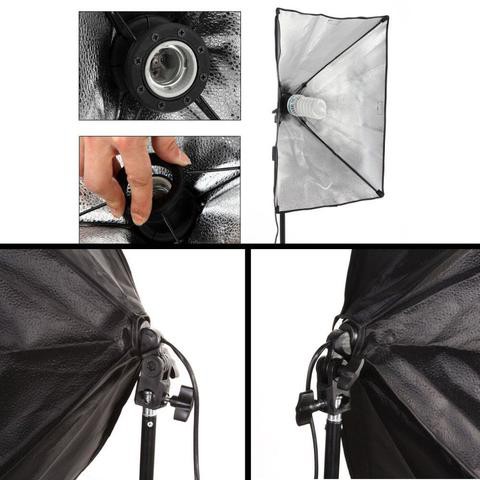 สตูดิโอถ่ายภาพ ไฟต่อเนื่อง ไฟสตูดิโอ 50x70 Softbox มีสองชุดเหมือนในรูปพร้อมหลอดไฟE27