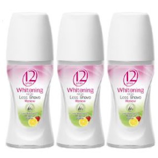 ทเวลฟ์พลัส โรลออน สูตรไวท์เทนนิ่ง เลสเชฟแอนด์รีนิว ขนาด 25ml ยกแพ็ค 3ขวด TWELVEPLUS ROLLON 12PLUS WHITENING LESS SHAVE