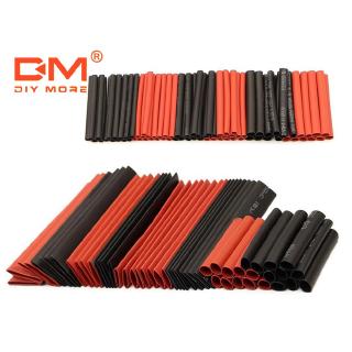 DIY MORE 127 pcs สีแดงสีดำ Polyolefin ความร้อนท่อหดสายเคเบิล…
