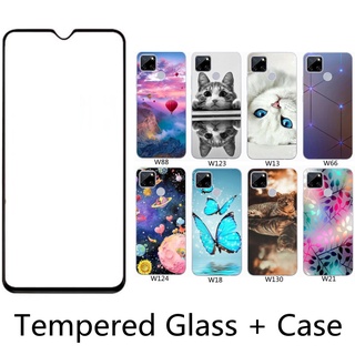 เคสโทรศัพท์มือถือ ซิลิโคนนิ่ม TPU พร้อมกระจกนิรภัย สําหรับ Realme C12 C25 RMX3191 C25s RMX3195 C12