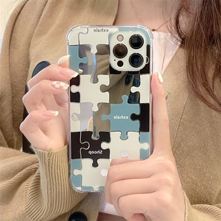 สําหรับ compatible for Iphone 7 8 Plus X Xs Max Xr 11 12 13 Pro Max เคสโทรศัพท์มือถือ แบบป้องกัน ลายตารางหมากรุก พร้อมกระจกด้านหลัง  เคสไอโฟน 13