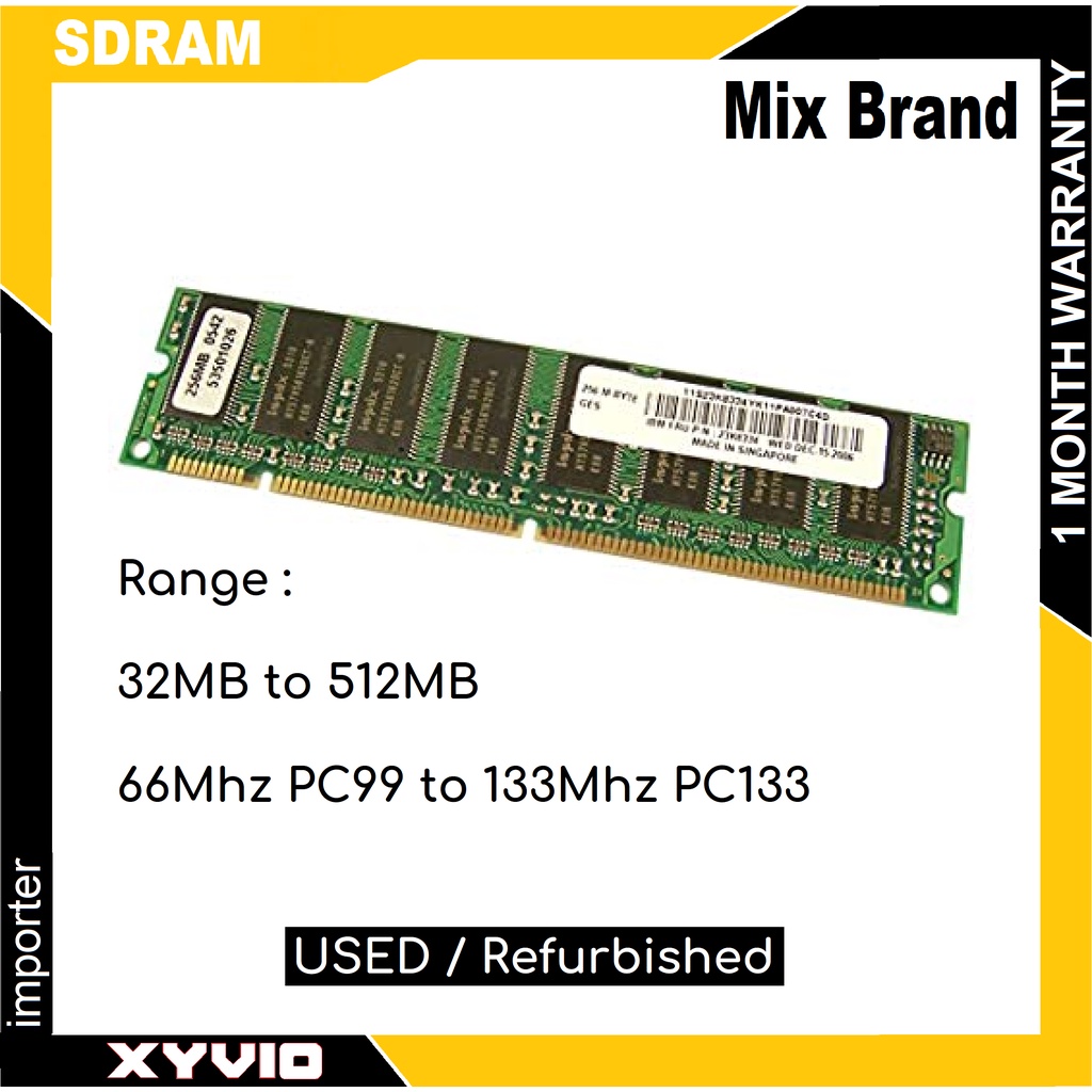 หน่วยความจํา PC SDRAM มือสองยี่ห้อ Mix - 16MB | 32MB | 64MB | 128MB | 512MB PC หน่วยความจําเดสก์ท็อป