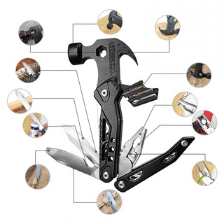 กระเป๋าพกพา Multitool ค้อนถอนตะปูสแตนเลสเครื่องมือพร้อมปลอกไนลอนกลางแจ้ง Survival การล่าสัตว์การตั้งแคมป์การเดินป่า