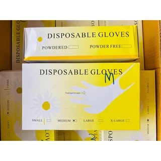 ถุงมือยาง พีวีซี (ไวนิล) แบบใช้แล้วทิ้ง DISPOSABLE GLOVES มี 2 ขนาด  กล่องใหญ่ พร้อมส่ง