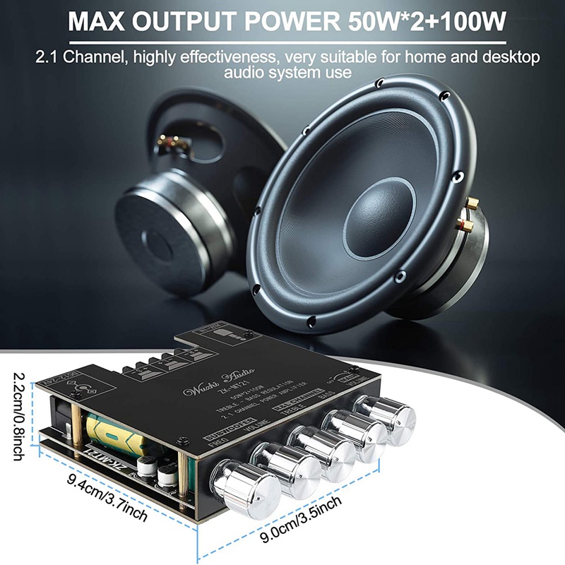 Dciustfhe ZK-MT21 2.1 Channel 5.0 Subwoofer Amplifier Board 50WX2+100W Power Audio Stereo Amplifier Board Bass AMP AUX 