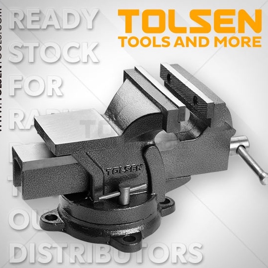 TOLSEN 10105 ปากกาจับชิ้นงาน แบบมีแท่น พร้อมฐานหมุน วัสดุเหล็กหล่อเหนียวคุณภาพสูง ขนาด 6 นิ้ว รุ่น 1