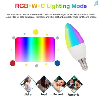 หลอดไฟอัจฉริยะ Wifi Rgb + W + C Led หลอดไฟเทียน 5W E14 สําหรับโทรศัพท์มือถือ App Smartlife / Tuya รีโมทควบคุมระยะไกล 1 แพ็ค