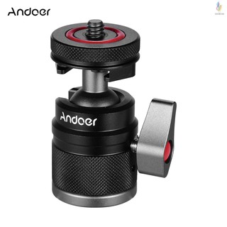 Andoer 2 in 1 Mini Cold Shoe Ball Head Dual Use with 1/4 Screw Cold Shoe Mount 360° Swivel Aluminum Alloy Compatible wit