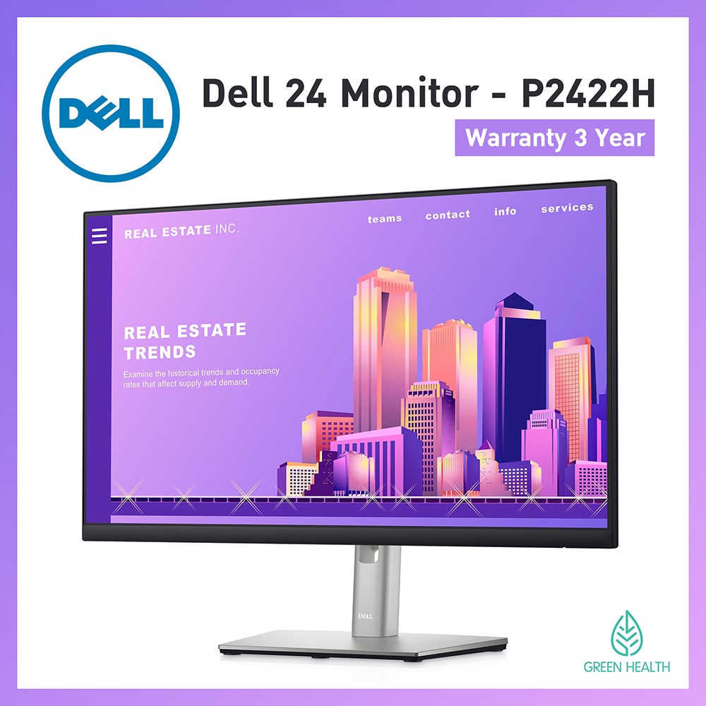DELL Monitor 24 รุ่น P2422H 23.8 นิ้ว (ของแท้ 100%, ประกันศูนย์ 3 ปี)